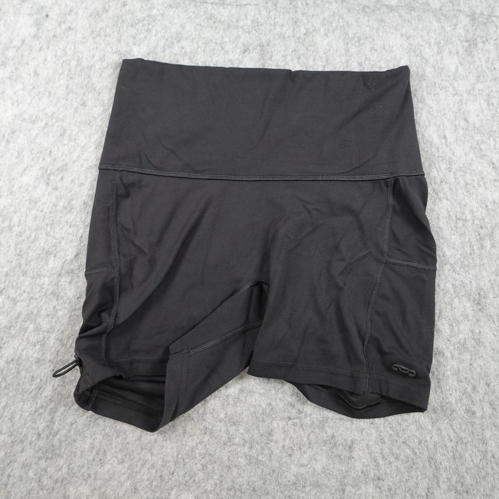 Gymshark Shorts Women Medium Black Legacy Ruched Tight Shorts Lifting Club 4"
